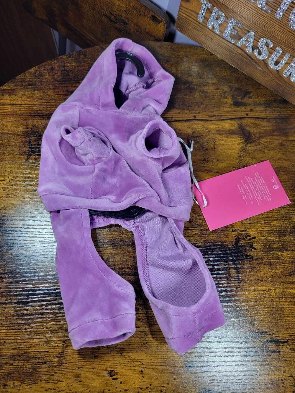 Isaac Mizrahi Lavender Velour Dog Hoodie with Glitter Paw xxs
